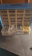 Metal nuts & bolts organizer cabinet with contents