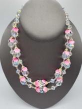 Vintage double strand A/B crystal necklace signed Vendome
