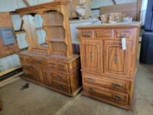 2pc Oak Dresser set, Headboard