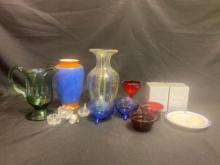 Vintage Glassware, Flower Vases, & Pictures