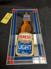 Genesee Light Mirrored Hanging Beer Sign