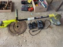 Ryobi hybrid weed eater (2) batteries