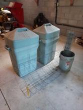 Metal Fencing Roll & 2 Plastic Tubs