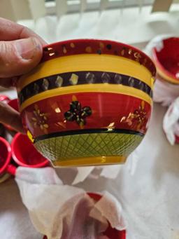 Red china bowls and cups