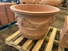 Large Italian Terra Cotta Ornate Flower Pot W/ Drain Hole