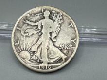 1916s on obverse Walking Liberty Half Dollar