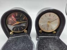 2 Miniature Gubelin & Looping Alarm Clocks w/ Cases