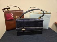 New w/ Tags Etienne Aigner Cognac Purse, Palizzio Black Purse & Vintage Nicholas Reich Purse