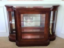 Small one shelf curved glass china display cabinet