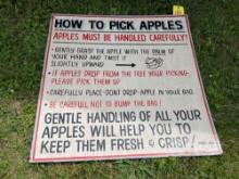 Vintage Wood Hand Painted Sign How To Pick Apples