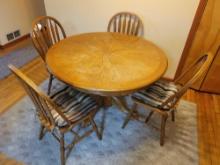 Oak Table with 4 Chairs and Extra Leaf