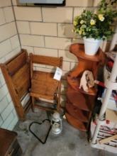 (3) Chairs, Shelf, Lantern, Dinner Bell