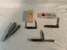 Leatherman mini tool, Buck Lancer 305, Parker surgical, 1982 Worlds Fair