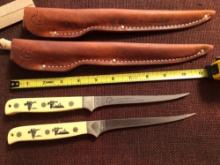 D.U. Schrade filet knives, limited edition scrimshaw