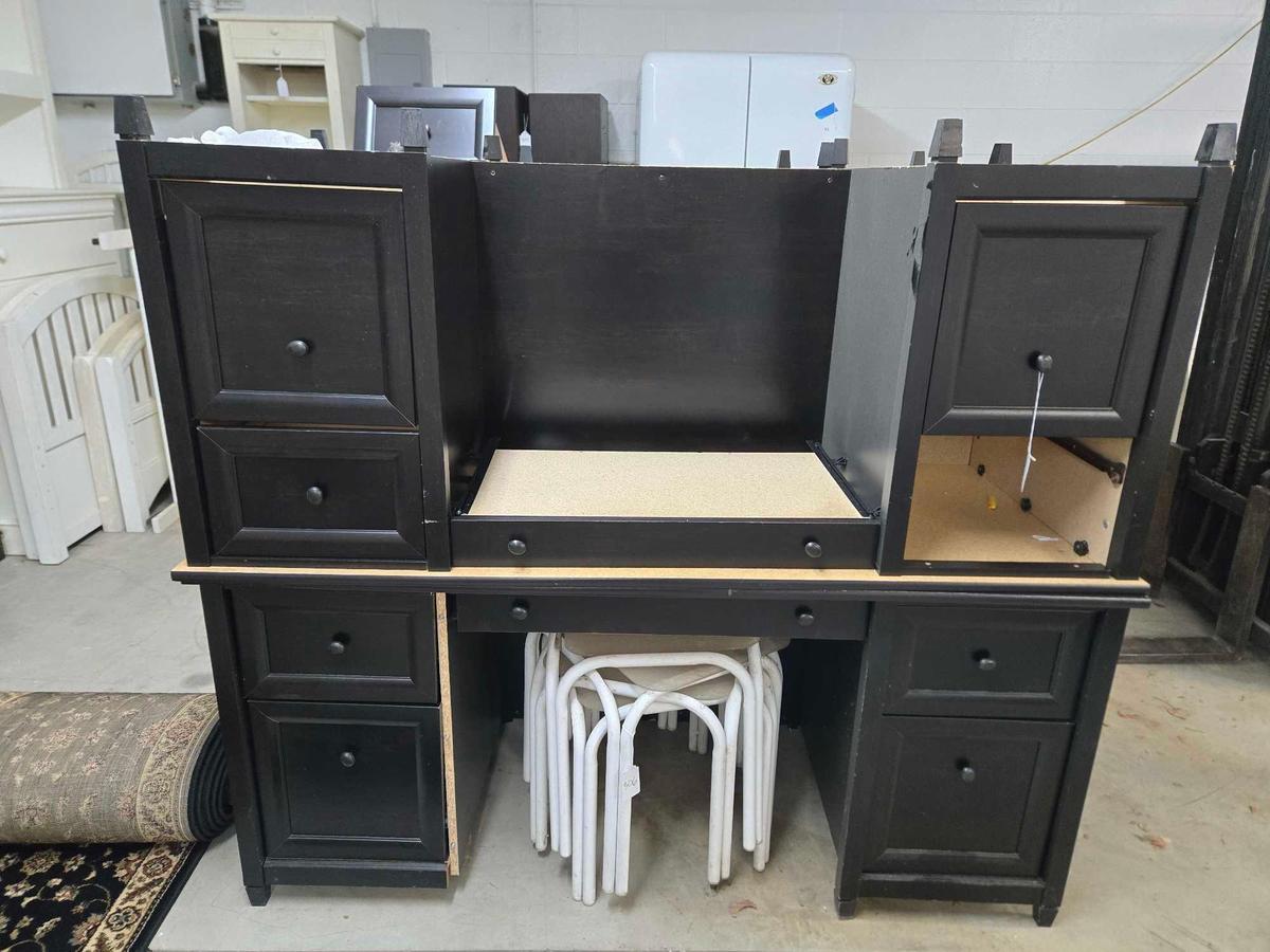 (4) Large Black Desks