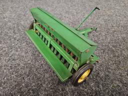 Assortment of Vintage John Deere Implements - Plow, Spreader, Drill 1/16