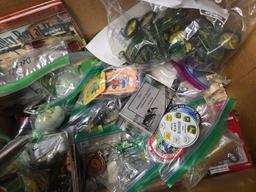 Display Corn, Assorted John Deere items, Pins, Belt Buckle, Pens, and more