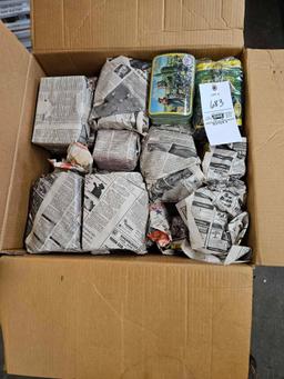 Large box of JD tins
