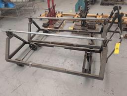 Pair of heavy metal framed Fabric Bolt carts, 7ft long