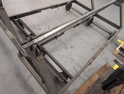 Pair of heavy metal framed Fabric Bolt carts, 7ft long