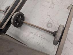 Pair of heavy metal framed Fabric Bolt carts, 7ft long