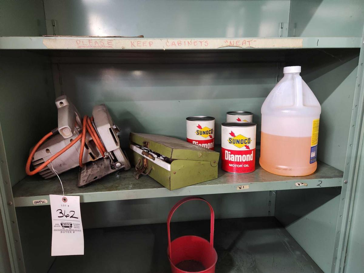 Skill Saw, Torch, Sunoco Oil Cans
