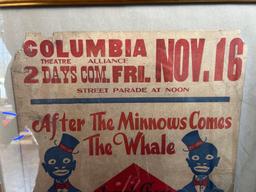 Early Joseph Chase Black Americana Minstrels Show Poster in Frame