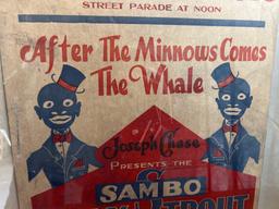 Early Joseph Chase Black Americana Minstrels Show Poster in Frame