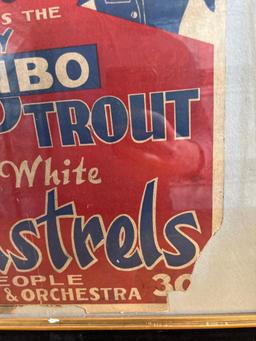 Early Joseph Chase Black Americana Minstrels Show Poster in Frame