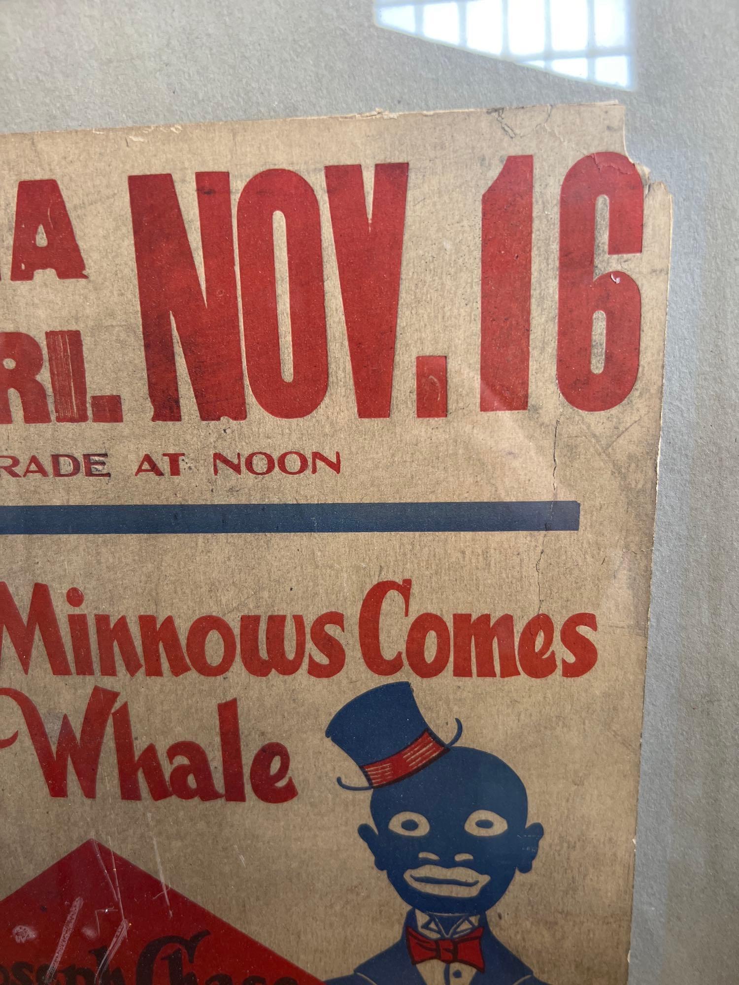 Early Joseph Chase Black Americana Minstrels Show Poster in Frame