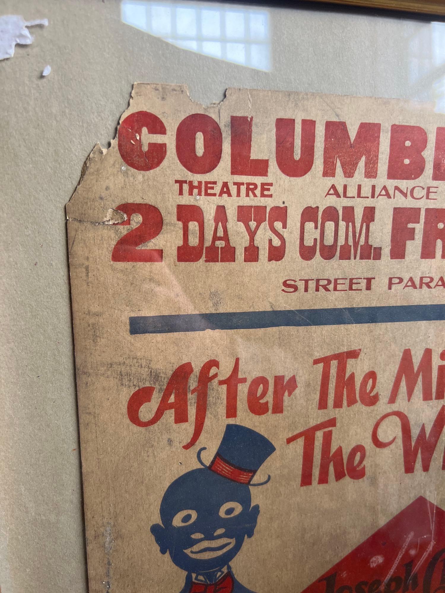 Early Joseph Chase Black Americana Minstrels Show Poster in Frame