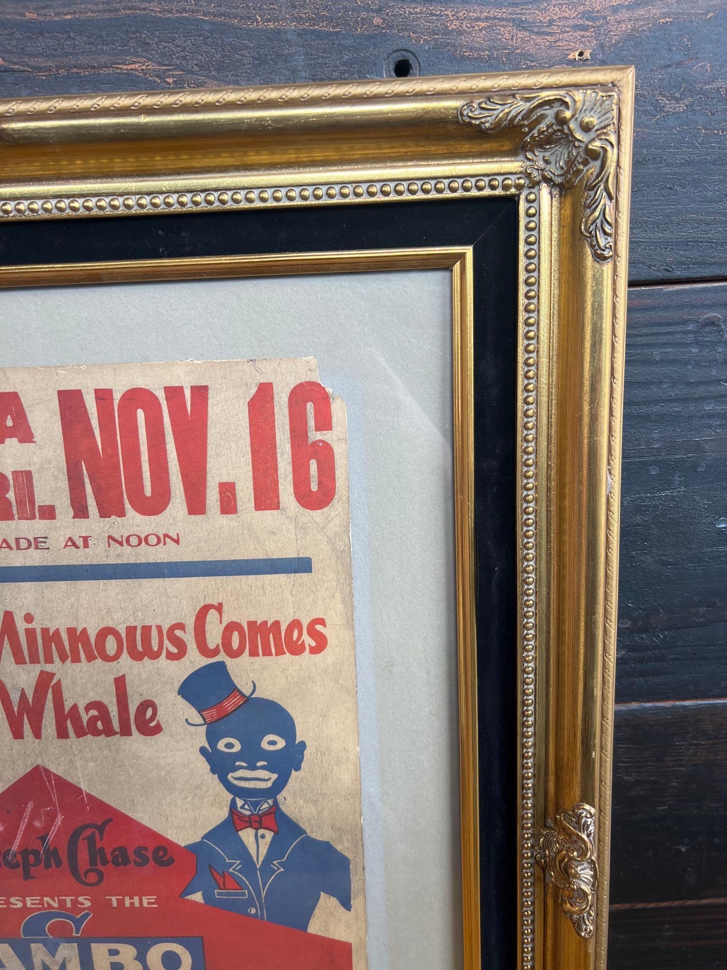 Early Joseph Chase Black Americana Minstrels Show Poster in Frame