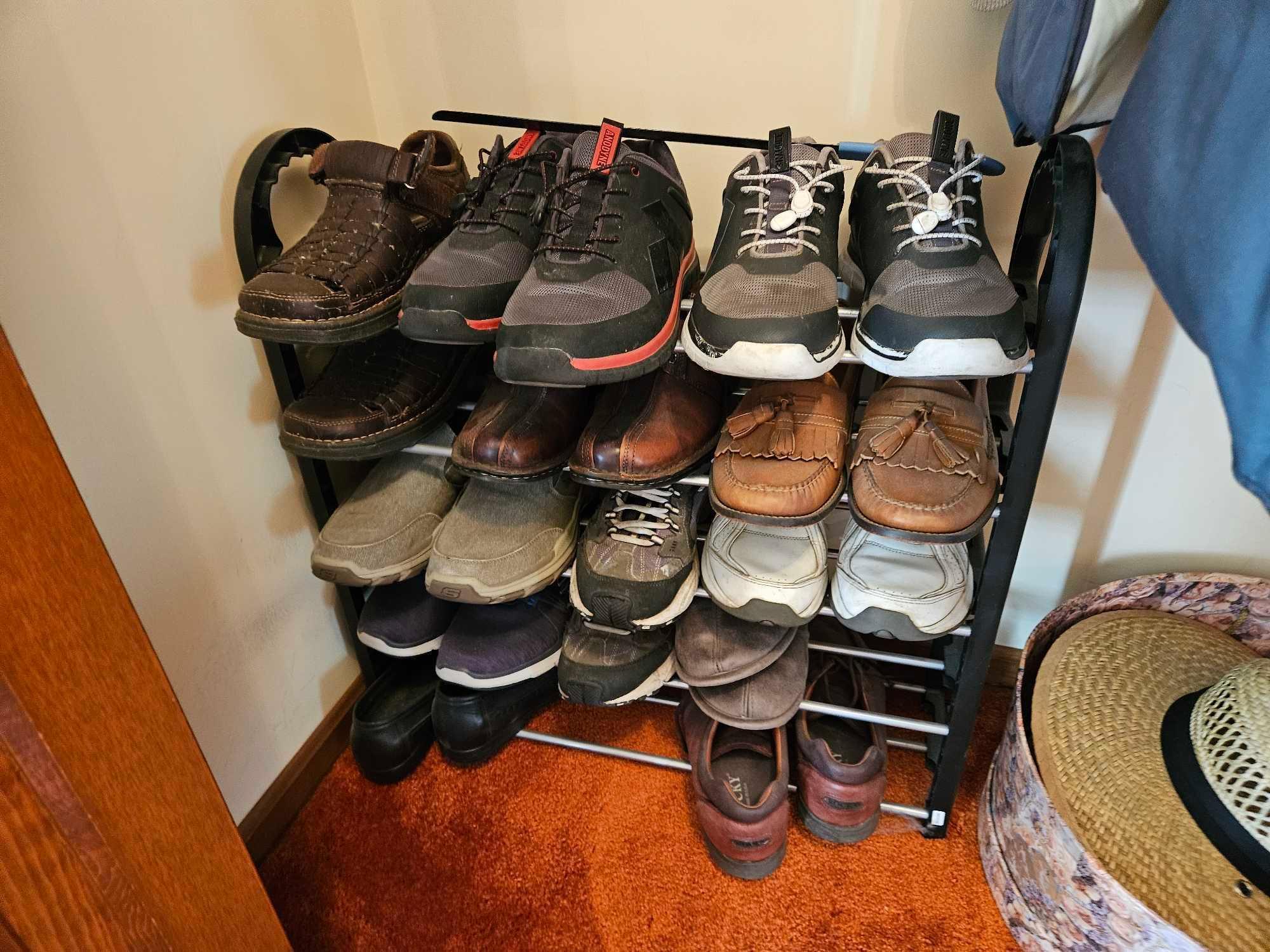 Contents of Closet - Mens Coats Size XL, Hats, Shoes Size 10.5