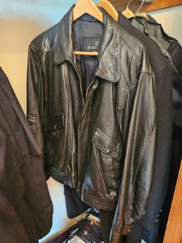 Contents of Closet - Mens Coats Size XL, Hats, Shoes Size 10.5