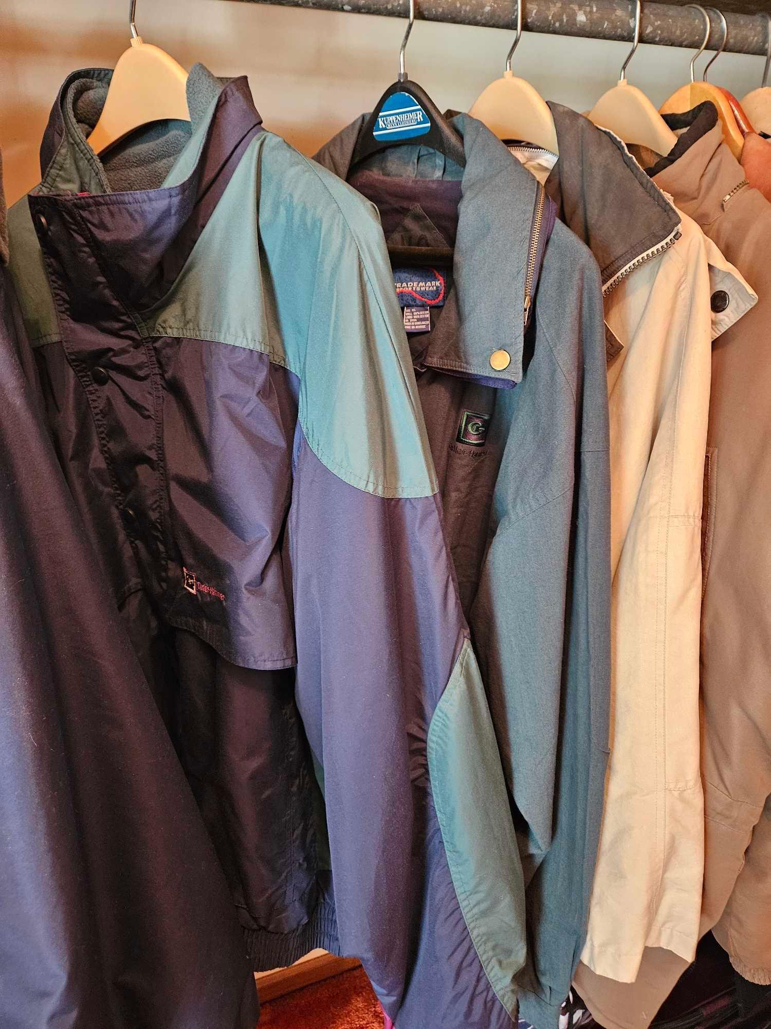Contents of Closet - Mens Coats Size XL, Hats, Shoes Size 10.5