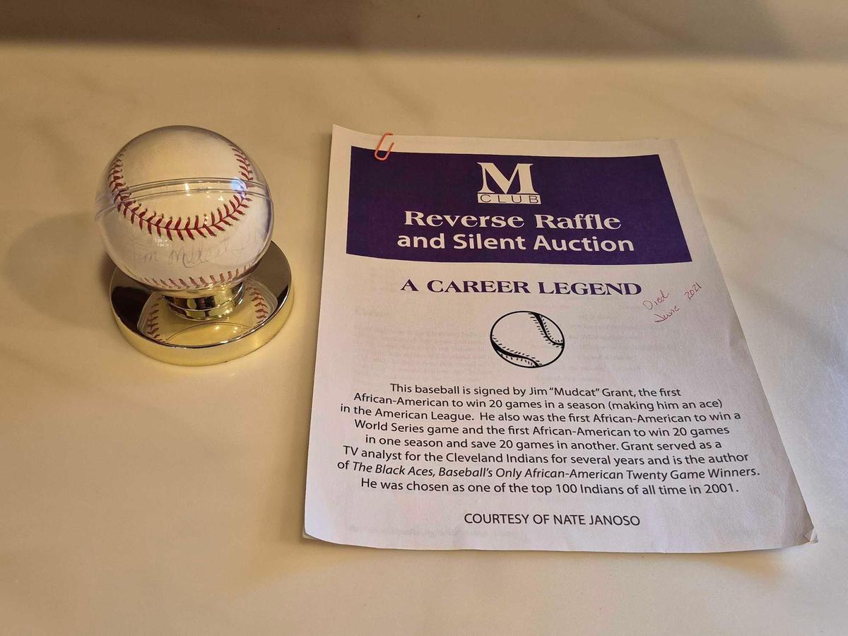 Cleveland Indians Jim "Mudcat" Grant Signed Baseball