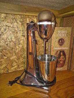 Contents Under Basement Bar - Cups, Glassware, Decanters, Hamilton Beach Blender, & more