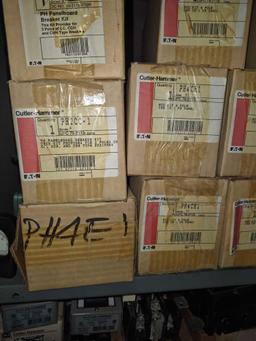 Top Shelf Contents - Cutler-Hammer Eaton Electrical Panels, Breaker Kit, & Other Related Hardware