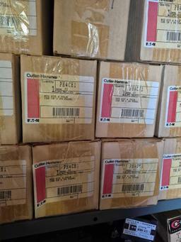 Top Shelf Contents - Cutler-Hammer Eaton Electrical Panels, Breaker Kit, & Other Related Hardware