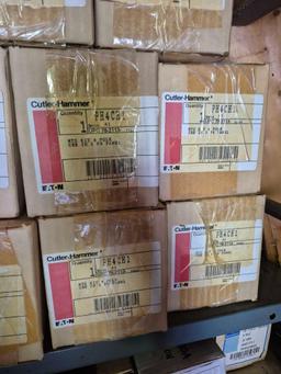 Top Shelf Contents - Cutler-Hammer Eaton Electrical Panels, Breaker Kit, & Other Related Hardware