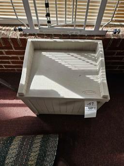 Suncast box, pet gate