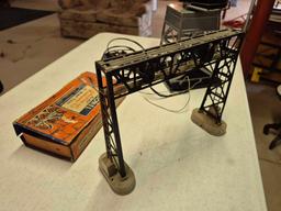 Lionel #182 Operating Crane with Controller, #927 Maintenance Kit and Pair of Signal Bridges