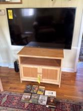 Samsung 55" Flat Screen Tv with Pine Stand and DVD/VHS Player and Tapes (Tv Bracket Included)