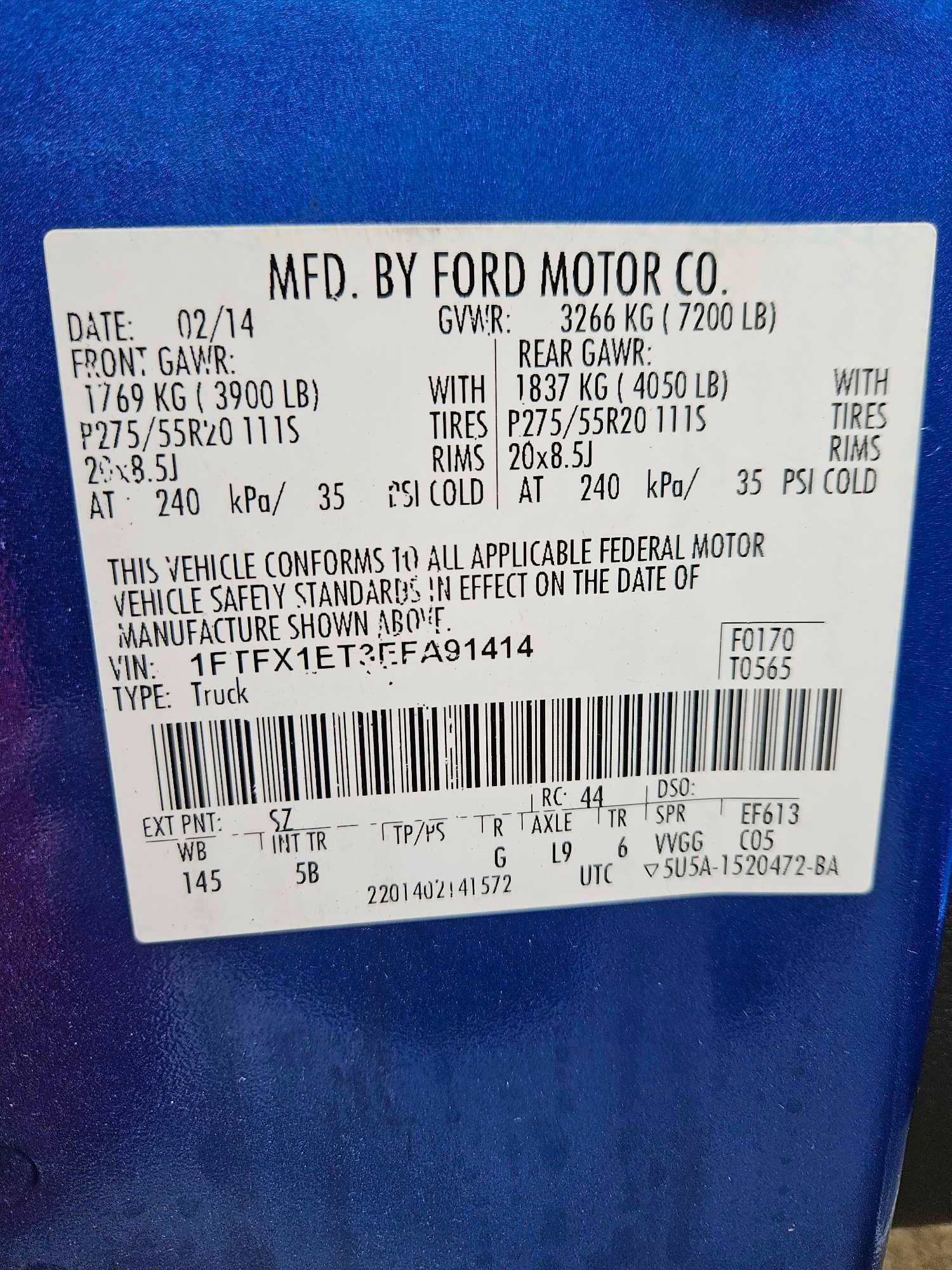 2014 Ford F150 pickup, runs and drives