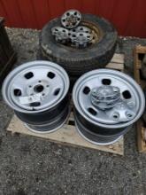Set of 4 Ram rims, 2 mounted tires