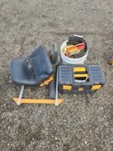 Plastic Toolbox, Craftsman Seat, Blower/Vac, Tools