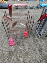 Wire shelves, bird feeders