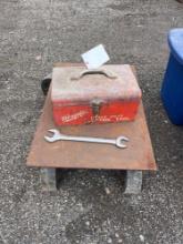 tool box and a metal cart