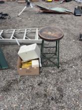pipe hardware and a stool