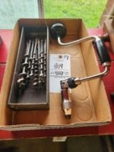 Hand Drill & Assorted Drill Bits
